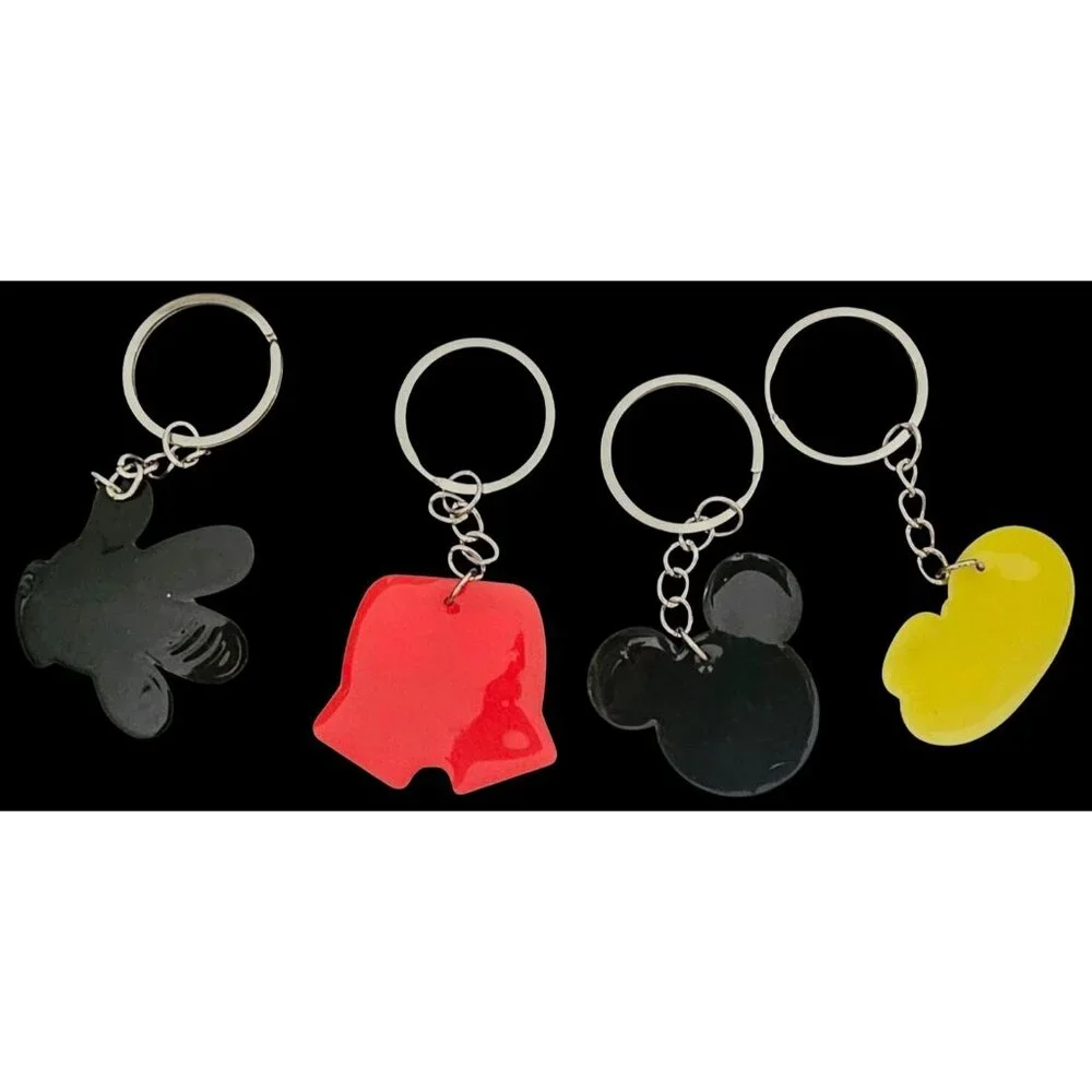 Mickey Mouse Keychain Bag Backpack Charm Set of 4 Glove Shorts Shoe Ears Head